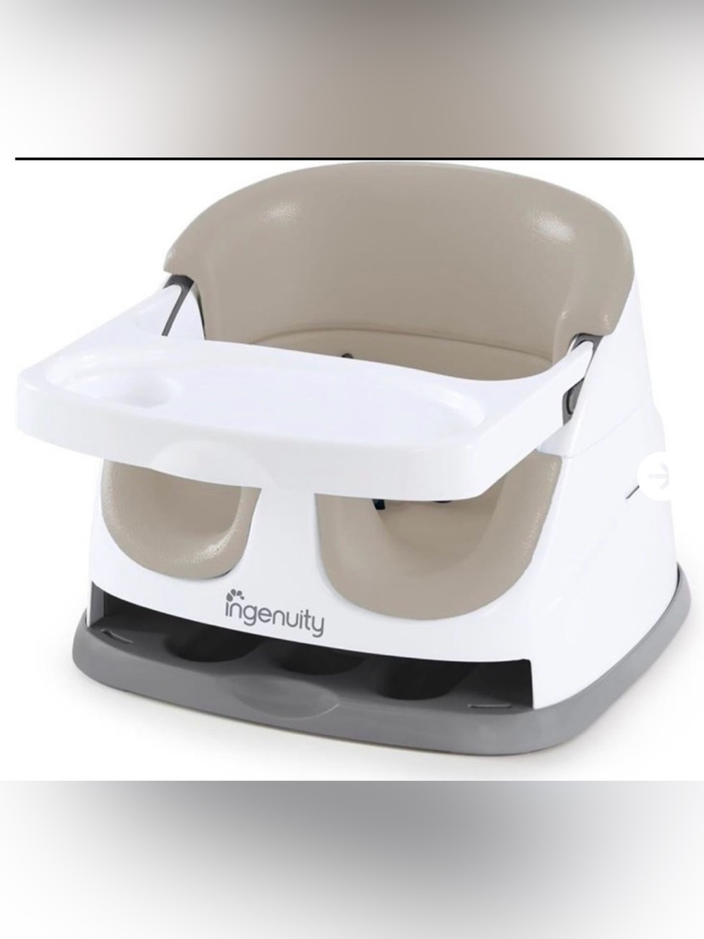 Ingenuity Beige Convertible Baby Booster Seat with Removable Tray